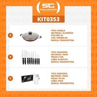 Kit - Panela Wok 6l 36 Cm Vermelho + 1 Conjunto Facas 9pç + 1 Faqueiro Inox 24pç - Tramontina - 2