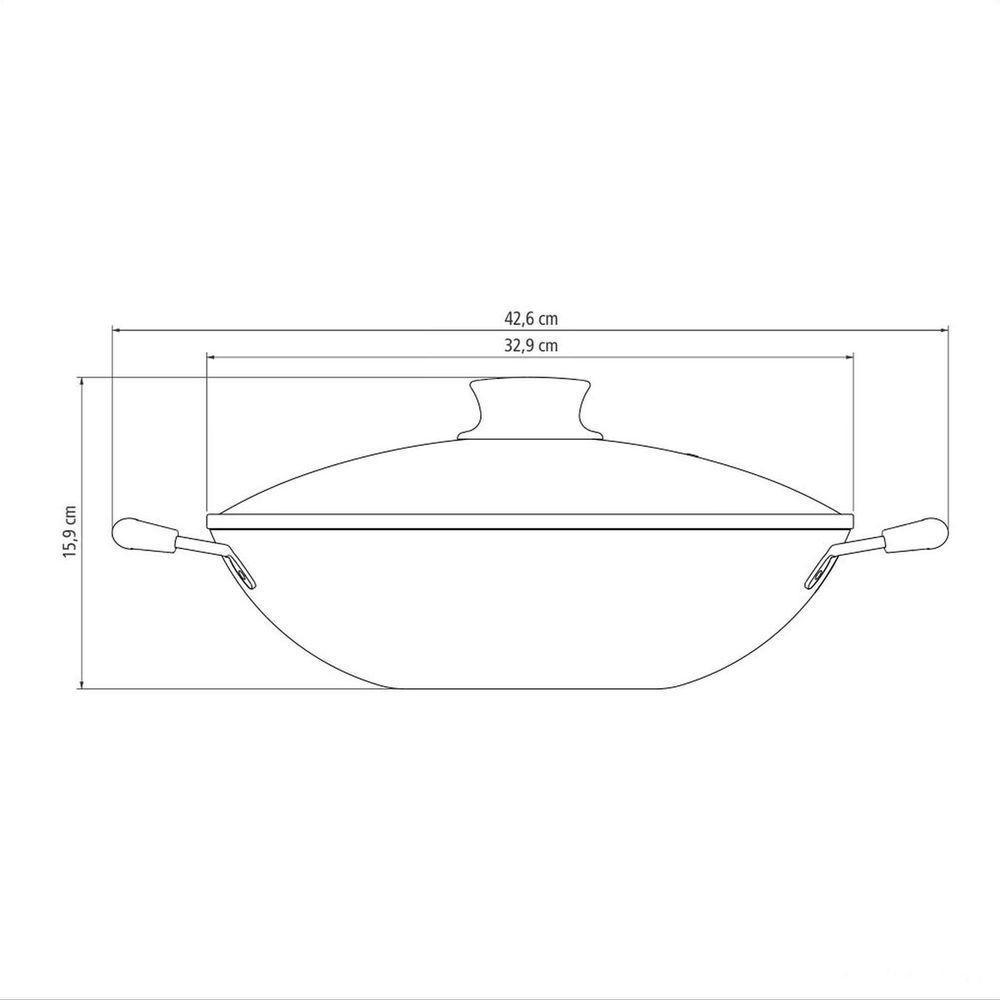Wok Tramontina Paris Antiaderente Starflon Max Chumbo Com Tampa De Vidro 32 Cm 4,4 L Tramontina - 4