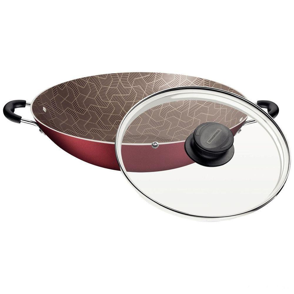 Wok Tramontina Paris Antiaderente Starflon Max Vermelho Com Tampa De Vidro 36 Cm 6,0 L Tramontina - 3
