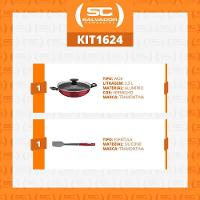 Panela Wok Loreto Alumínio Antiaderente 28cm E Espátula De Silicone Verano Vermelho - Tramontina - 2