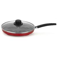 Frigideira 4 Ovos Com Tampa Gourmet Vermelho 28 Cm Em Alumínio Com Revestimento Interno Antiaderente - 3