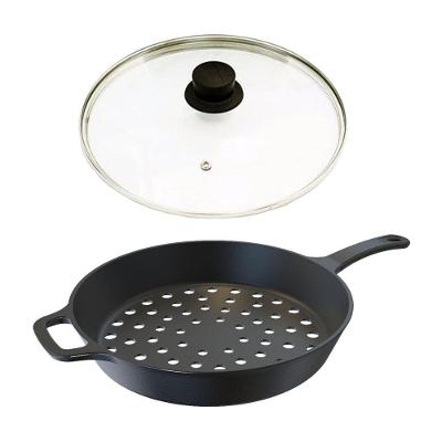 Frigideira Assadeira Grill Furada De Ferro Fundido T/V 30Cm