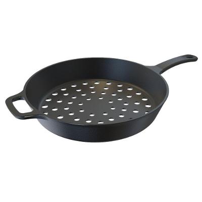 Frigideira Assadeira Grill Furada De Ferro Fundido 30Cm