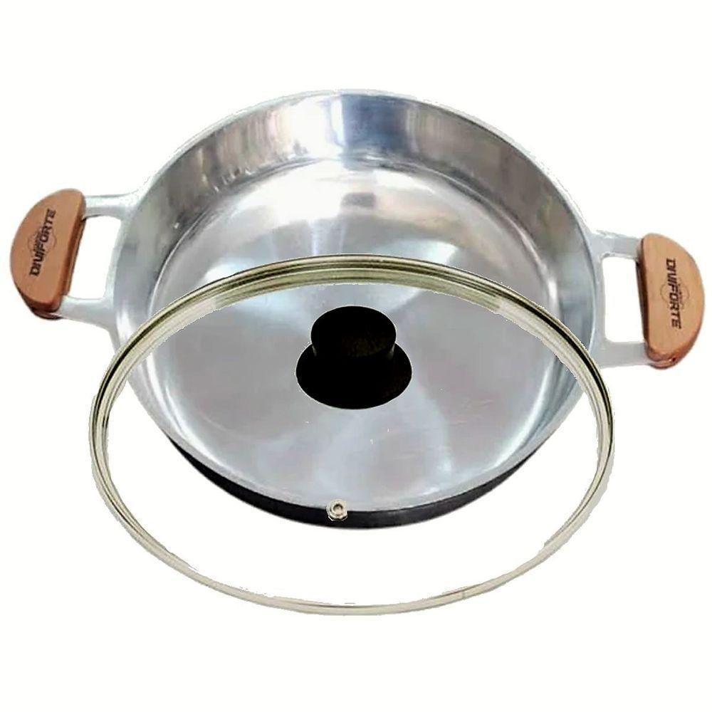 Frigideira Alumínio Fundido Alça Meia Lua Tampa Vidro 30Cm - 1