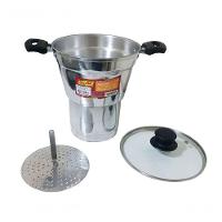 Cuscuzeira Grande De Alumínio C/tampa De Vidro 3.4l Docesar - 3