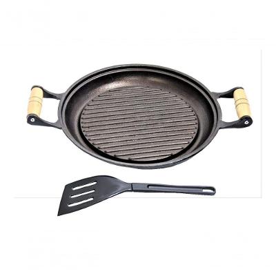 Chapa Grill Redonda Antiaderente Alça 23X23Cm E Espátula