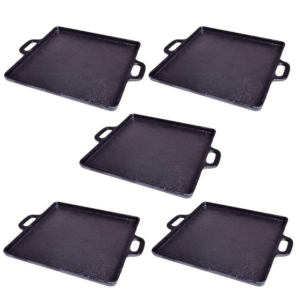 Kit 5 Bifeteira De Ferro Lisa Quadrada Alça Ferro 30X30Cm - 1