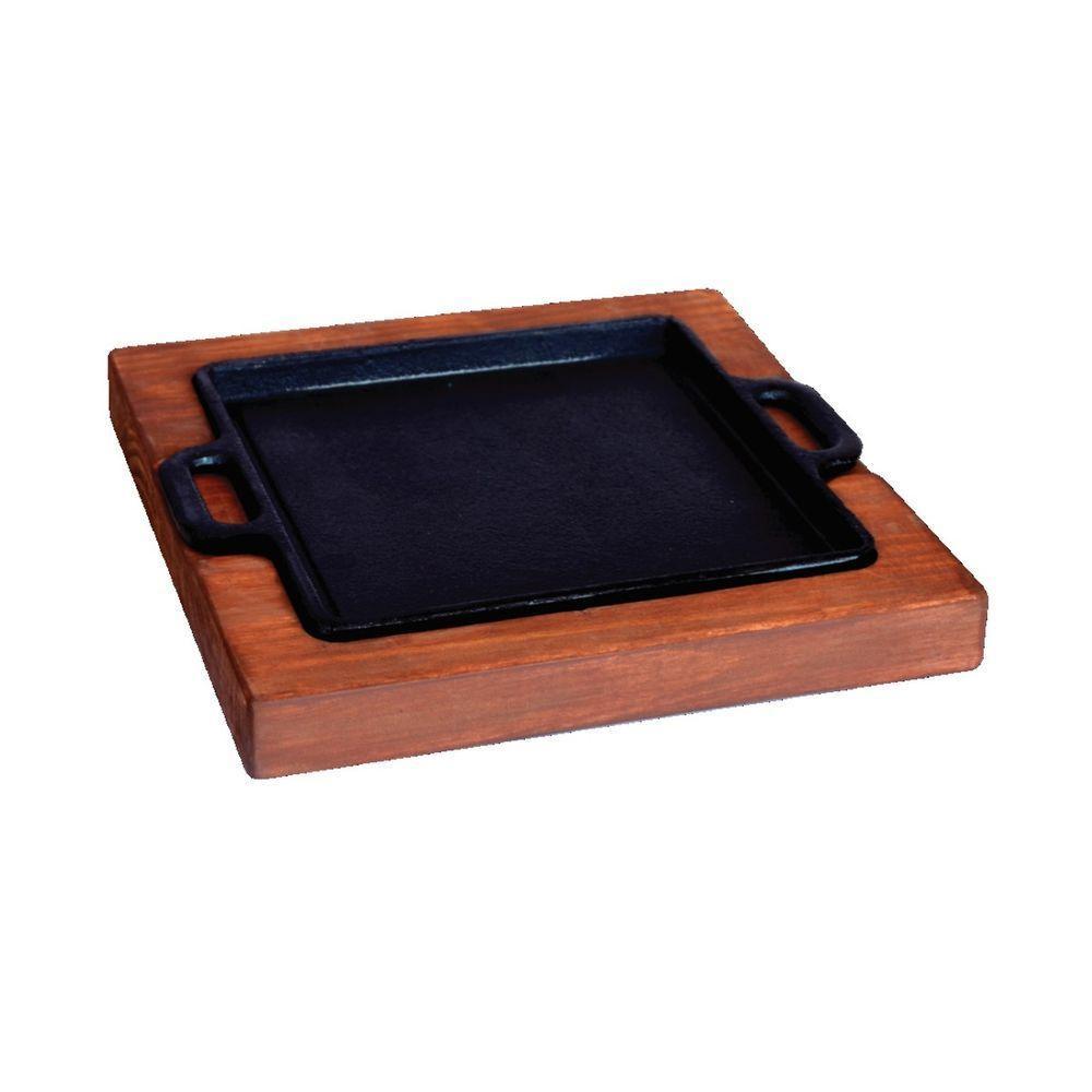Chapa Bifeteira Quadrada Com Suporte De Madeira 20Cm - 1