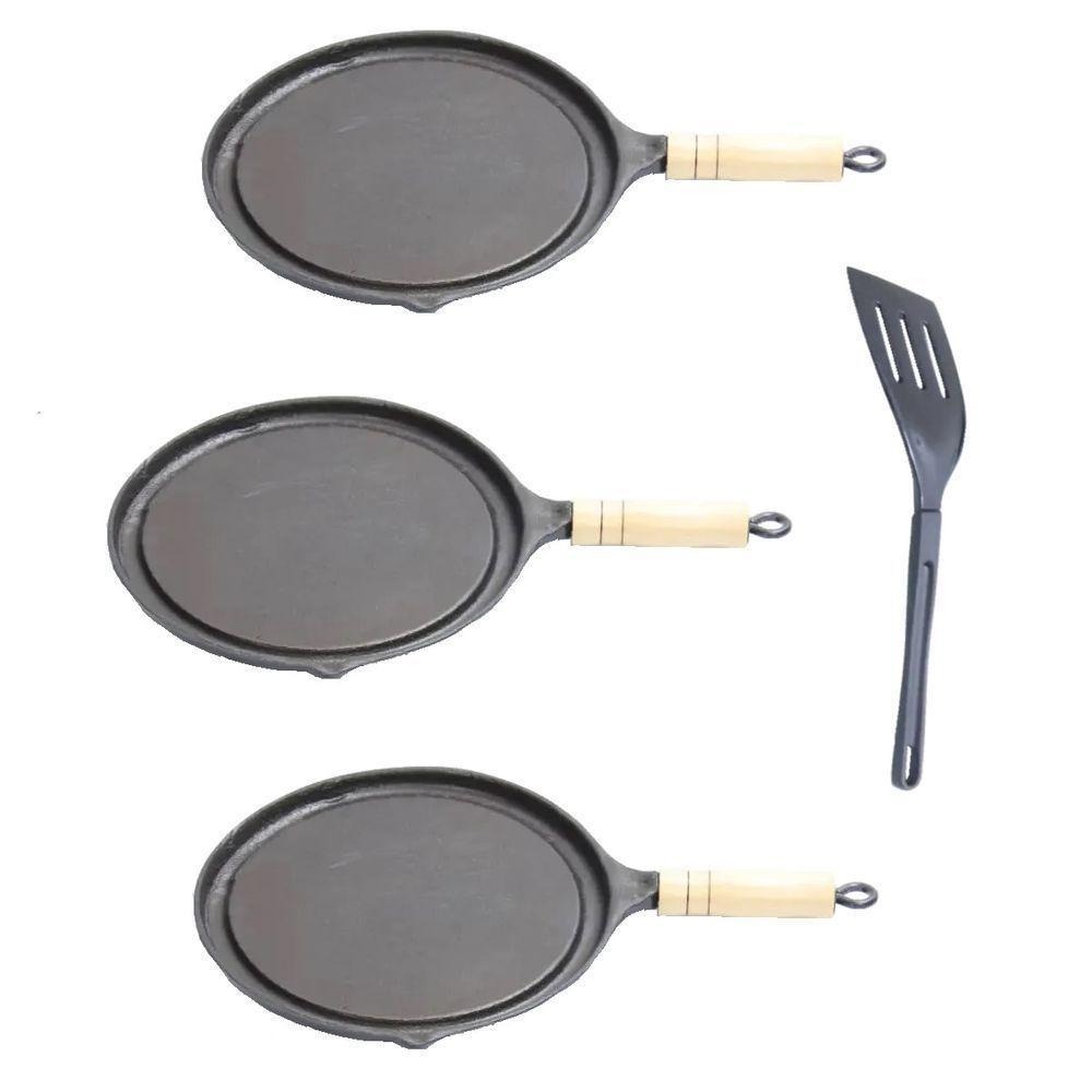 Kit 3 Bifeteiras Antiaderente Redonda Lisa 22Cm Com Espátula - 1