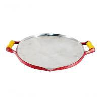 Chapa Disco Arado Alumínio Craqueada Alça Madeira Vermelha - 1