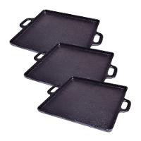 Kit 3 Bifeteira De Ferro Lisa Quadrada Alça Ferro 30X30Cm - 1