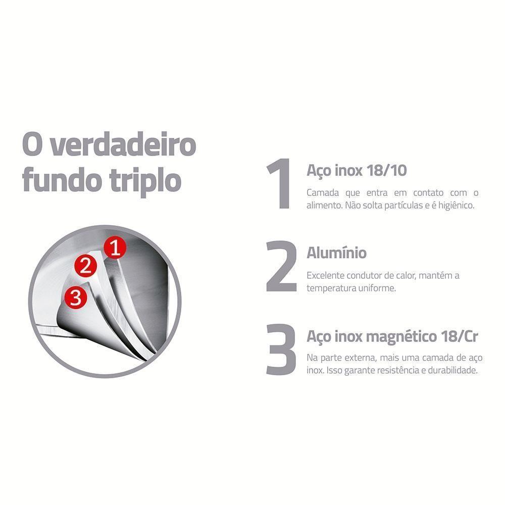 Caldeirão Astro Silicone Em Aço Inox Fundo Triplo Tampa De Vidro 30 Cm 15,2 L - Tramontina 62125300 - 2