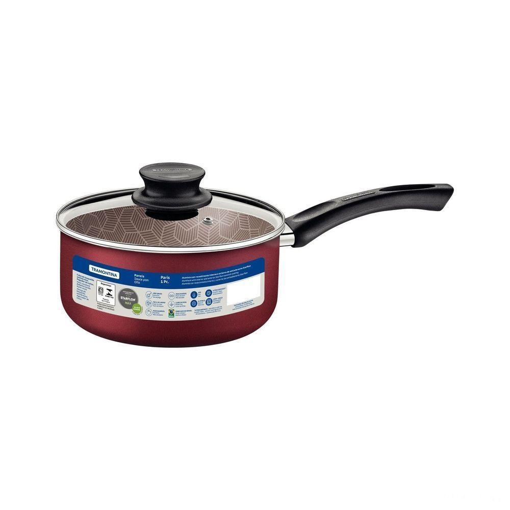 Panela Tramontina Paris Antiaderente Starflon Max Vermelho Com Tampa De Vidro 16 Cm 1,5 L Tramontina - 4