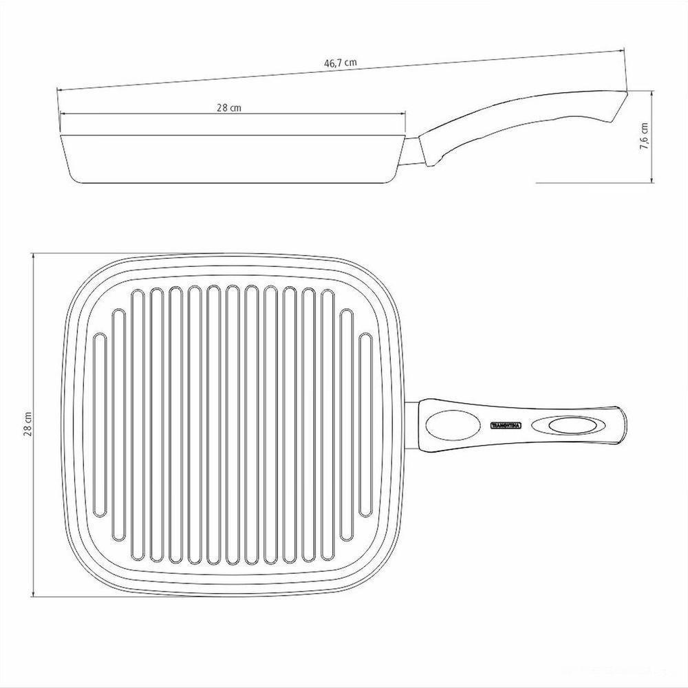 Bistequeira Tramontina Paris 28cm 2,3l Em Alumínio Com Antiaderente Starflon Max Preto Tramontina - 3