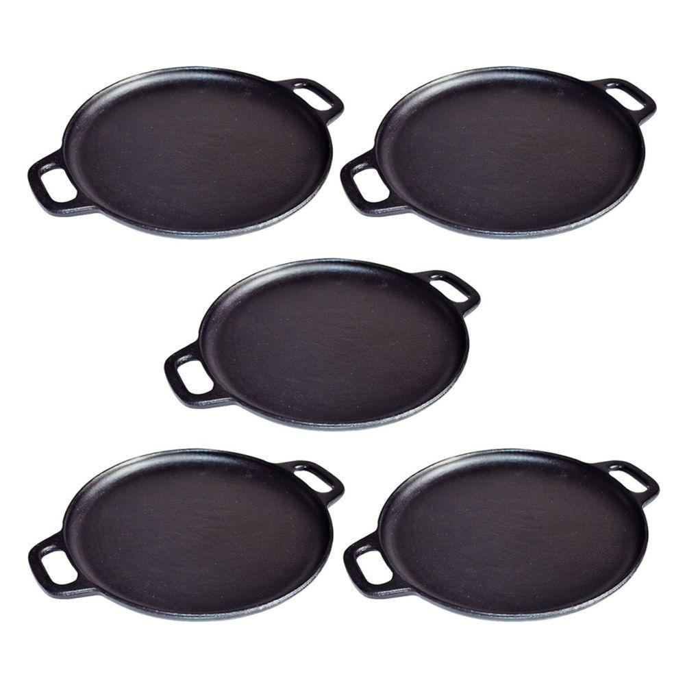 Kit 5 Bifeteira Ferro Fundido Lisa Redonda Alça Ferro 30Cm. - 1