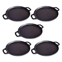 Kit 5 Bifeteira Ferro Fundido Lisa Redonda Alça Ferro 30Cm. - 1