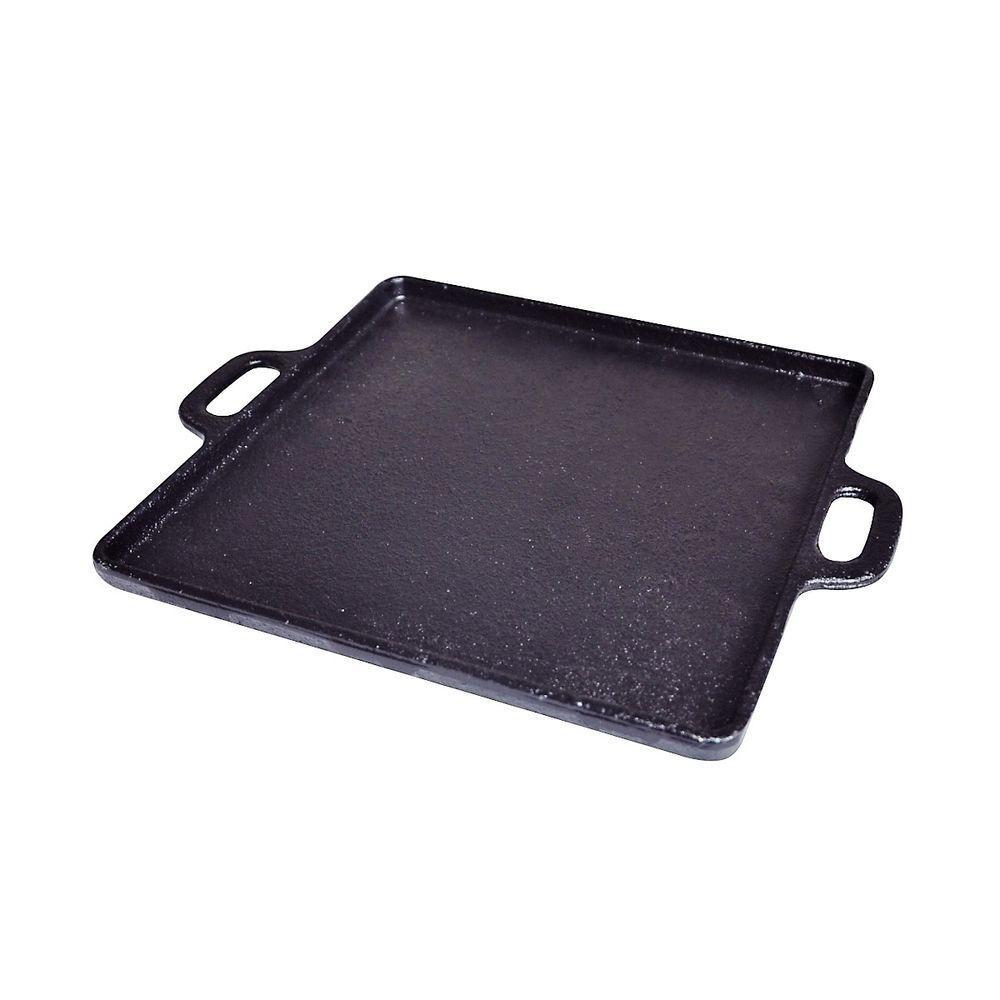 Bifeteira De Ferro Fundido Lisa Quadrada Alça Ferro 30X30Cm. - 1
