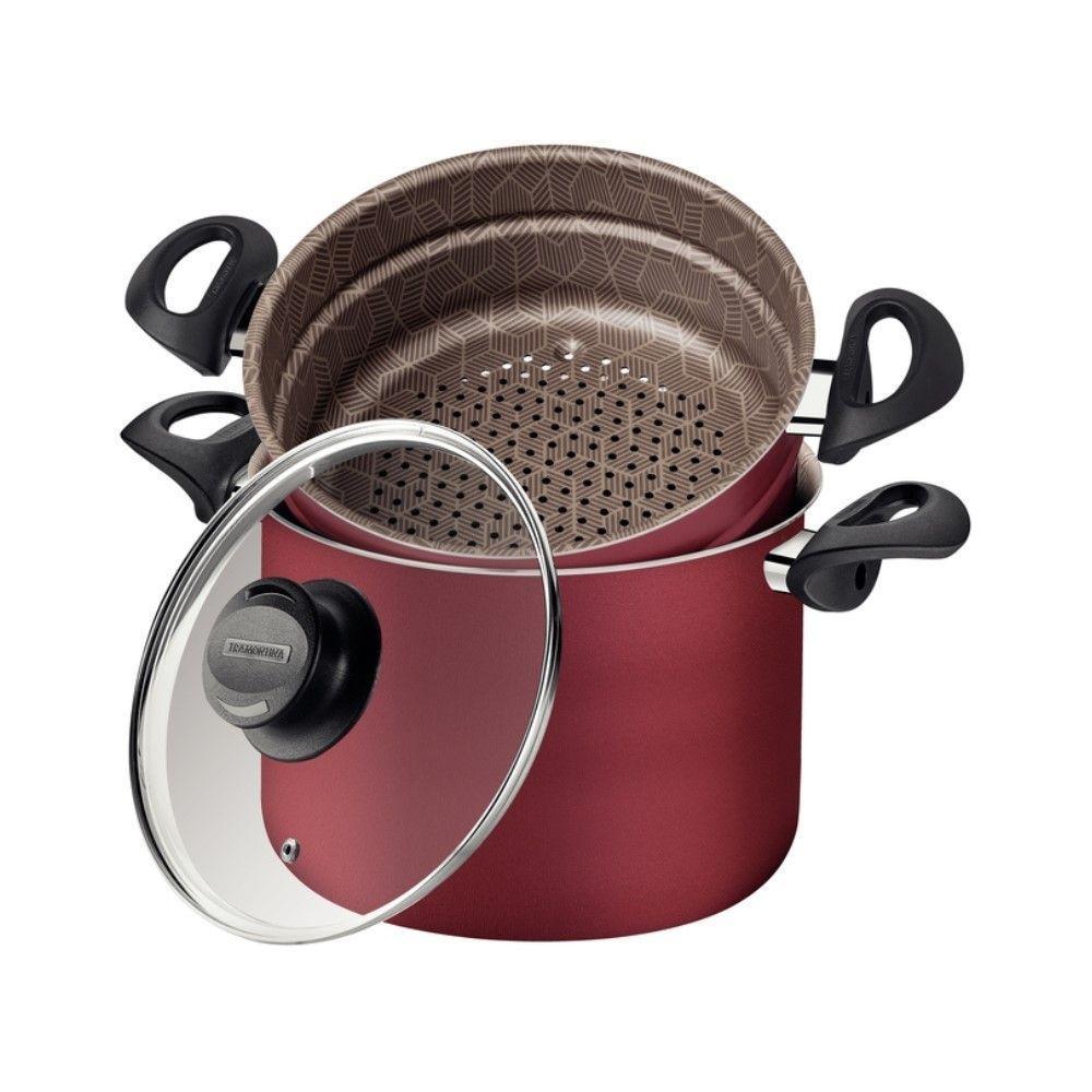 Cozi-vapore Paris 22 Cm 5,7 L Em Alumínio Com Revestimento Antiaderente Starflon Max Vermelho Tramontina 28538/722 - 1