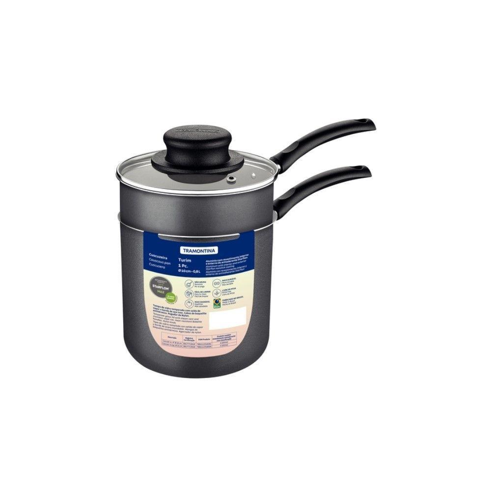 Cuscuzeira 10 Cm 0,8 L Em Alumínio Com Revestimento Antiaderente Starflon Max Chumbo Tramontina - 4