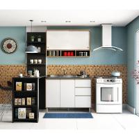 Cozinha Completa 4 Peças E Balcão Branco Laca E Preto - 1