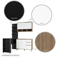 Cozinha Completa 4 Peças E Balcão Branco Laca E Preto - 2