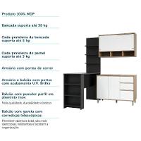 Cozinha Completa 4 Peças E Balcão Branco Laca E Preto - 3