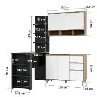 Cozinha Completa 4 Peças E Balcão Branco Laca E Preto