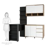 Cozinha Completa 4 Peças E Balcão Branco Laca E Preto - 5