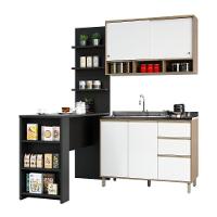Cozinha Completa 4 Peças E Balcão Branco Laca E Preto - 8