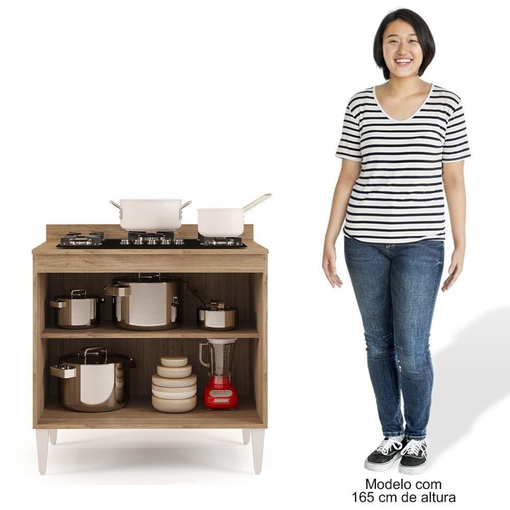 Balcão Para Cooktop 80cm 2 Portas Flórida Castanho/Cinza - 3