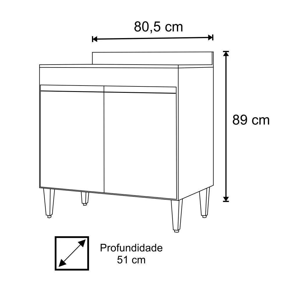 Balcão Para Cooktop 80cm 2 Portas Flórida Castanho/Cinza - 5