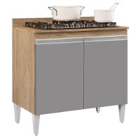 Balcão Para Cooktop 80cm 2 Portas Flórida Castanho/Cinza - 1