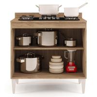 Balcão Para Cooktop 80cm 2 Portas Flórida Castanho/Cinza - 6