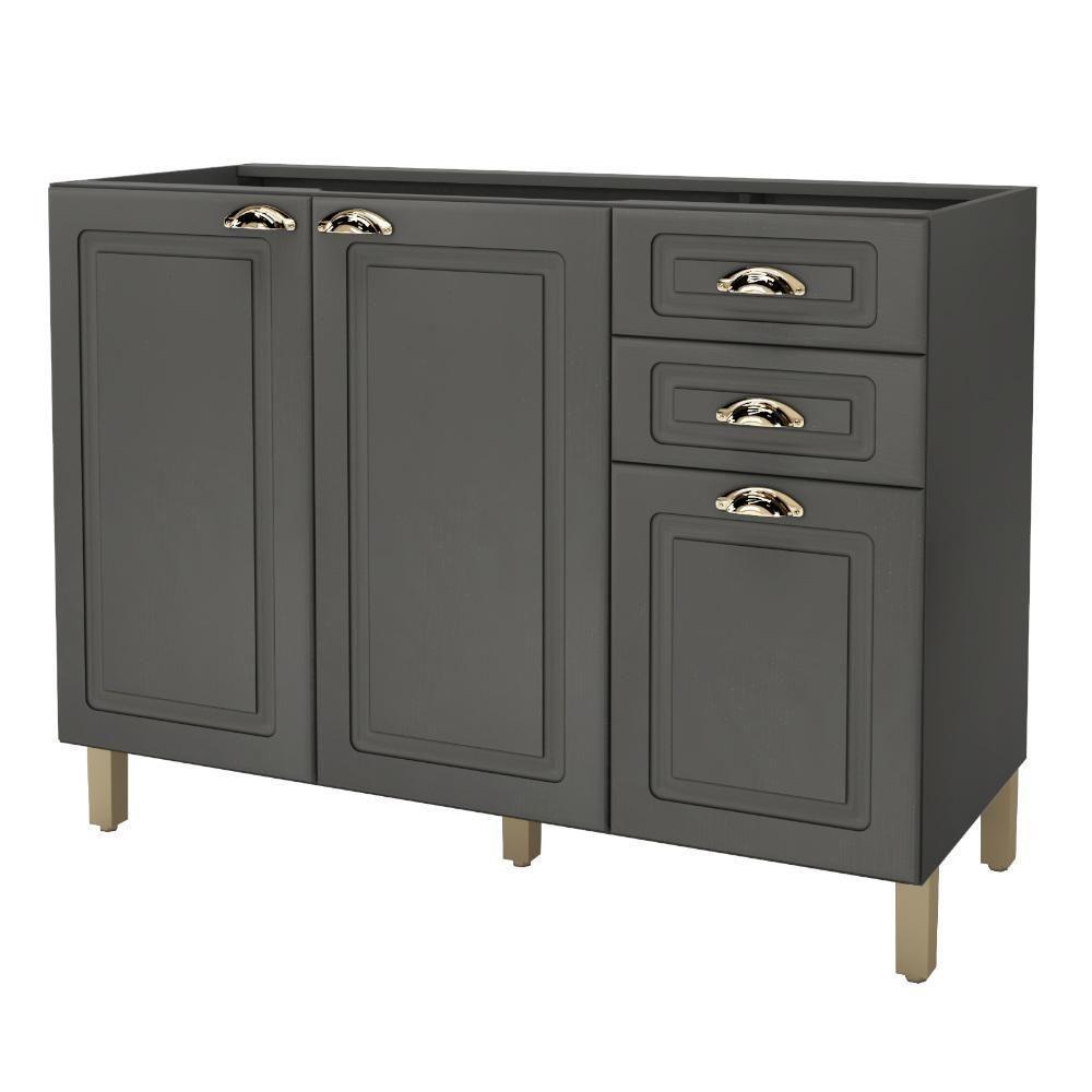 Balcão Pia 120Cm 3 Portas 2 Gavetas Indekes Firenze Cinza - 1