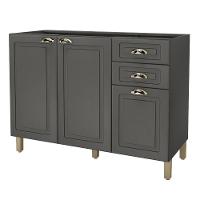 Balcão Pia 120Cm 3 Portas 2 Gavetas Indekes Firenze Cinza - 1