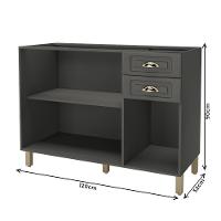 Balcão Pia 120Cm 3 Portas 2 Gavetas Indekes Firenze Cinza - 2