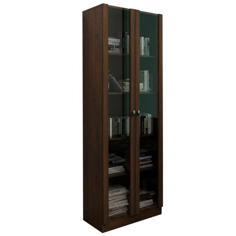 Armario Para Escritorio 2 Portas De Vidro Me4115 Rustico Tecno Mobili Rustico - 1