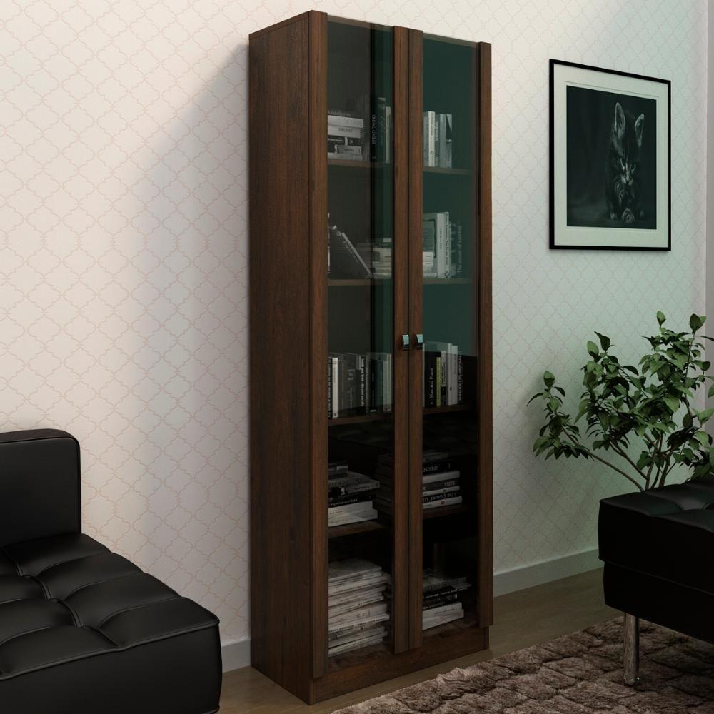 Armario Para Escritorio 2 Portas De Vidro Me4115 Rustico Tecno Mobili Rustico - 2