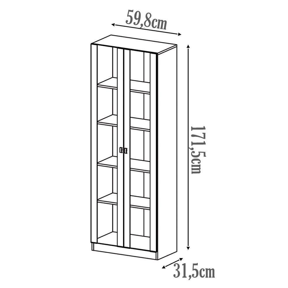 Armario Para Escritorio 2 Portas De Vidro Me4115 Rustico Tecno Mobili Rustico - 4