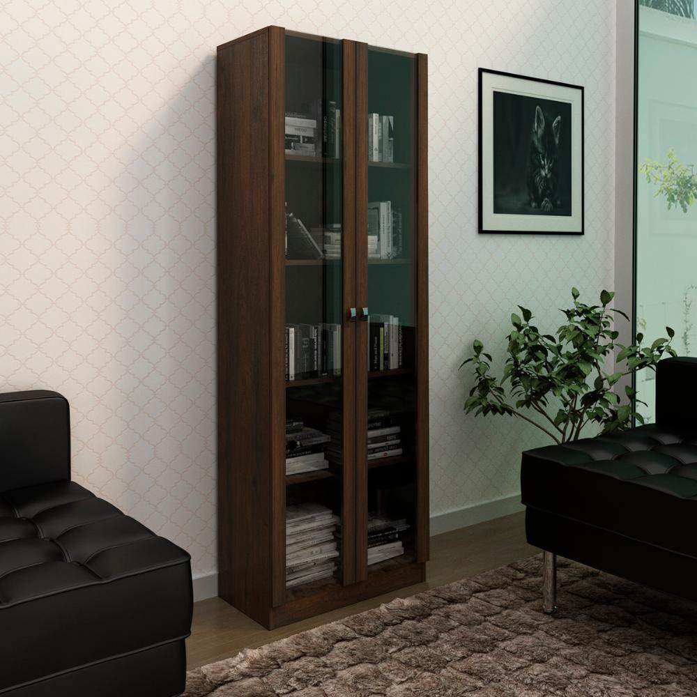 Armario Para Escritorio 2 Portas De Vidro Me4115 Rustico Tecno Mobili Rustico - 6