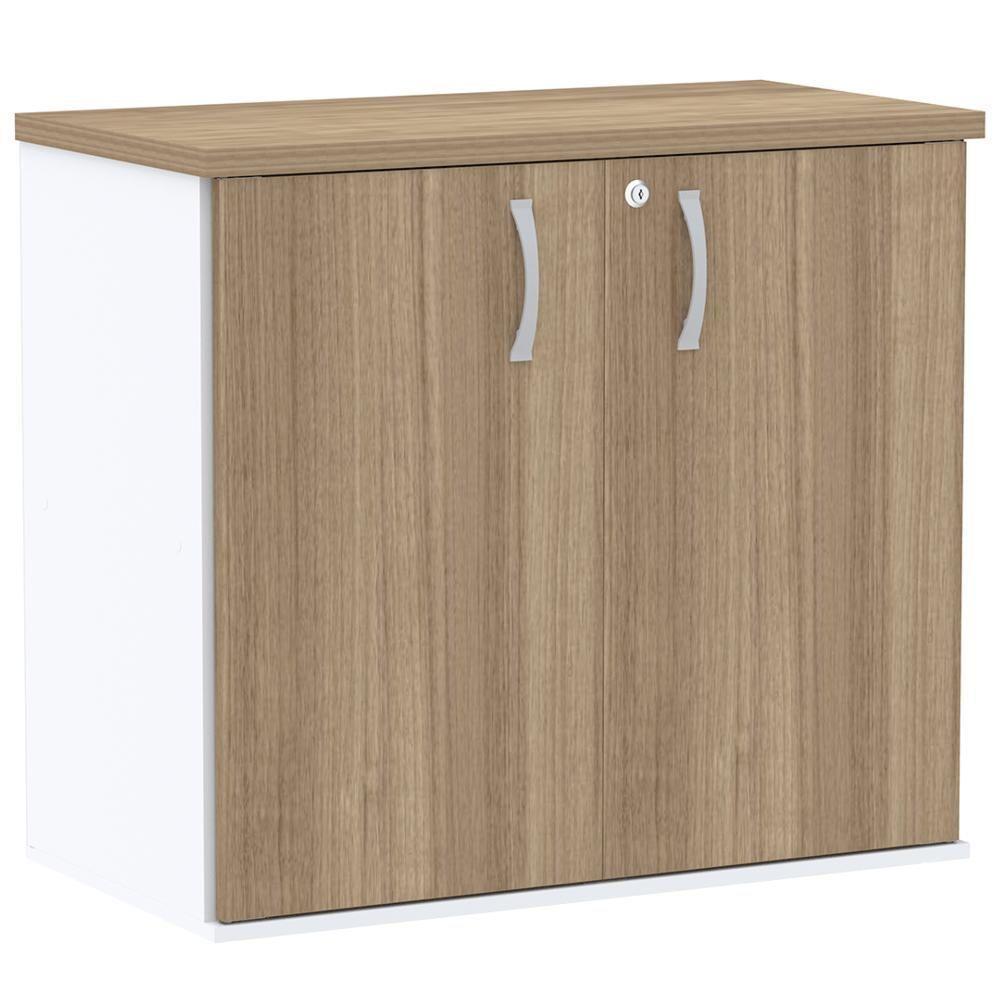 Armário Baixo Pe25 Pandin 80 Cm (Largura) Em Mdp Noce Naturalle E Branco Com Duas Portas - 1