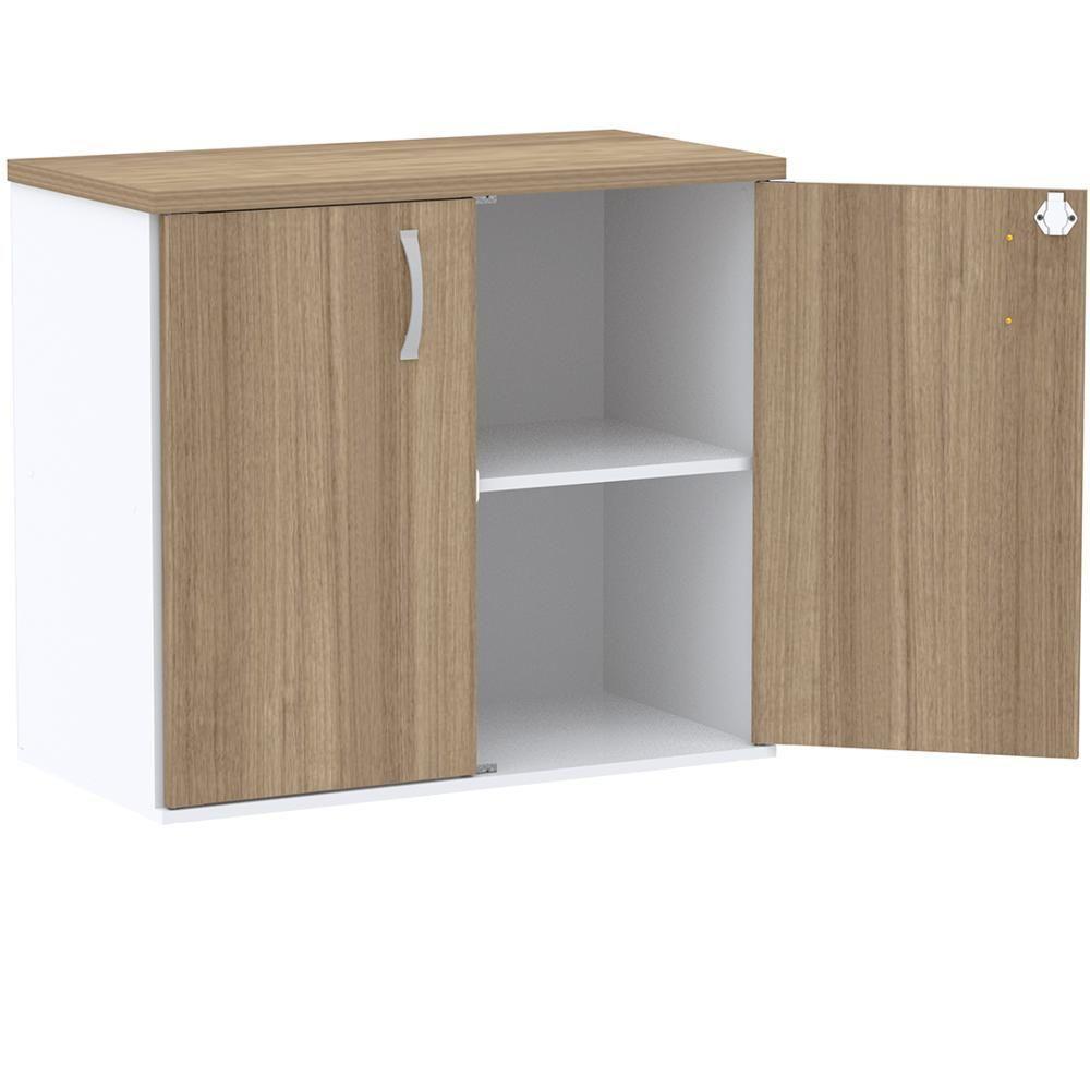 Armário Baixo Pe25 Pandin 80 Cm (Largura) Em Mdp Noce Naturalle E Branco Com Duas Portas - 3
