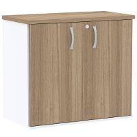 Armário Baixo Pe25 Pandin 80 Cm (Largura) Em Mdp Noce Naturalle E Branco Com Duas Portas - 1