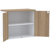 Armário Baixo Pe25 Pandin 80 Cm (Largura) Em Mdp Noce Naturalle E Branco Com Duas Portas - 4