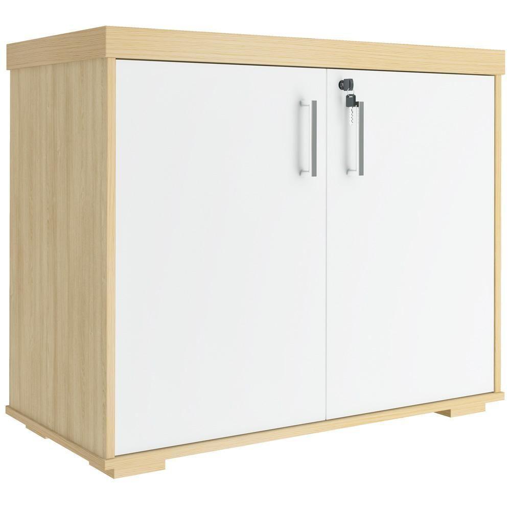 Armário Balcão Multiuso Para Escritório 2 Portas Atria Executiva A02 Carvalho Branco - 1