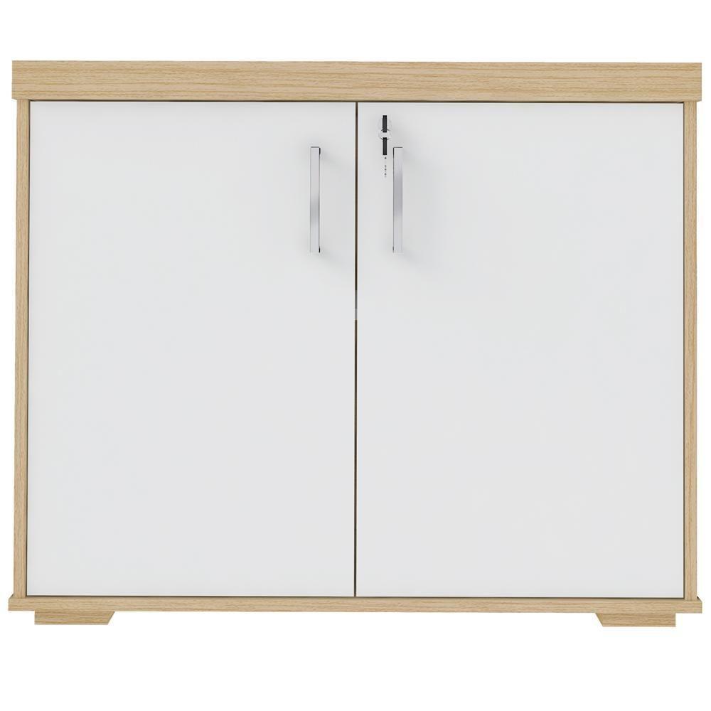 Armário Balcão Multiuso Para Escritório 2 Portas Atria Executiva A02 Carvalho Branco - 2