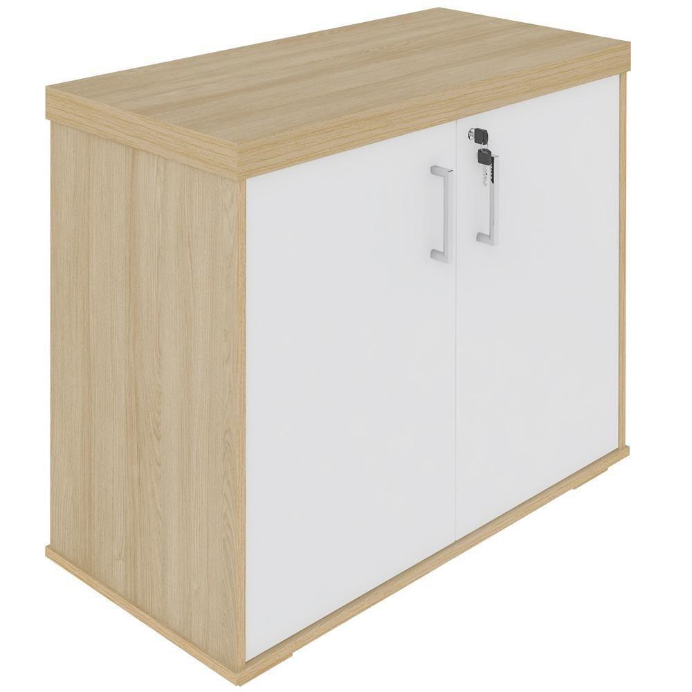 Armário Balcão Multiuso Para Escritório 2 Portas Atria Executiva A02 Carvalho Branco - 4