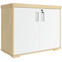 Armário Balcão Multiuso Para Escritório 2 Portas Atria Executiva A02 Carvalho Branco - 1