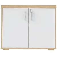 Armário Balcão Multiuso Para Escritório 2 Portas Atria Executiva A02 Carvalho Branco - 2