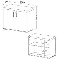 Armário Balcão Multiuso Para Escritório 2 Portas Atria Executiva A02 Carvalho Branco - 3